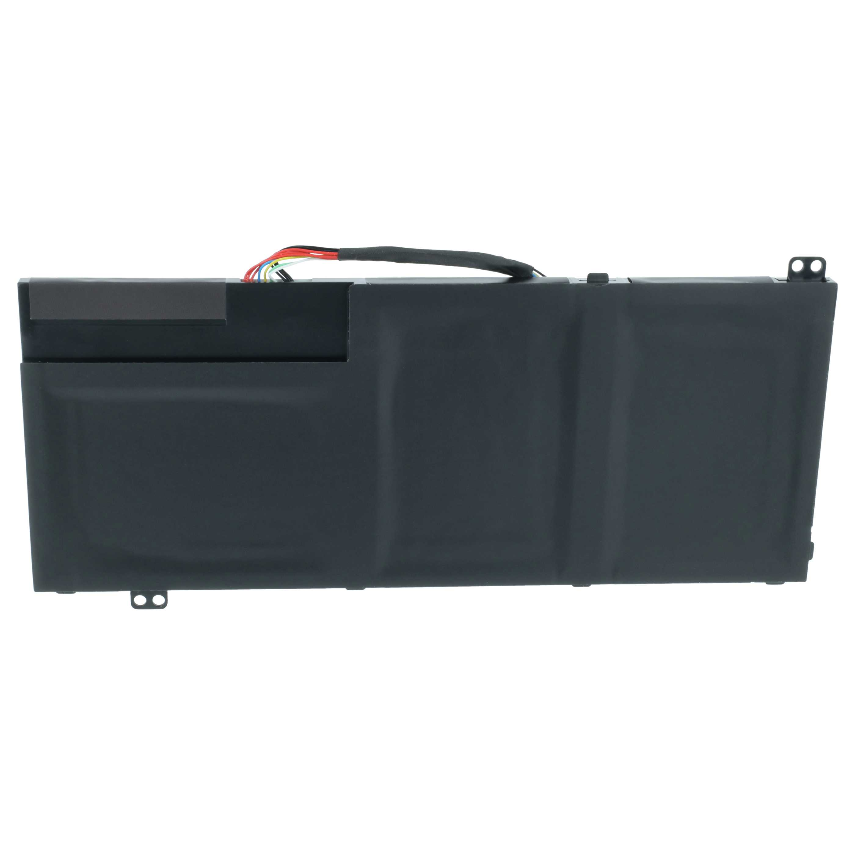 Schwarzer Laptop-Akku mit Kabeln und Befestigungslöchern.