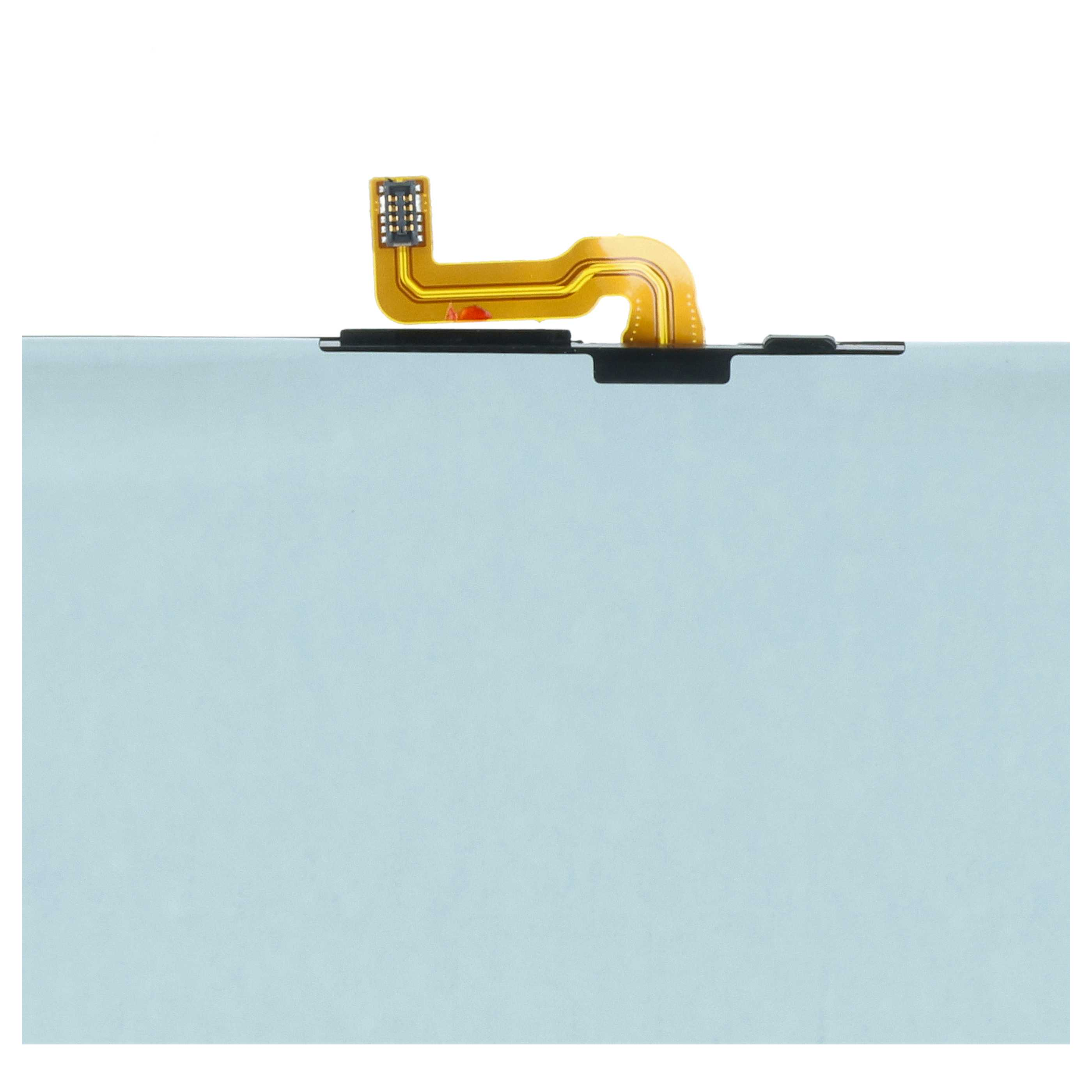 Ein gelbes Flexkabel mit einem schwarzen Stecker und einem hellblauen Hintergrund.
