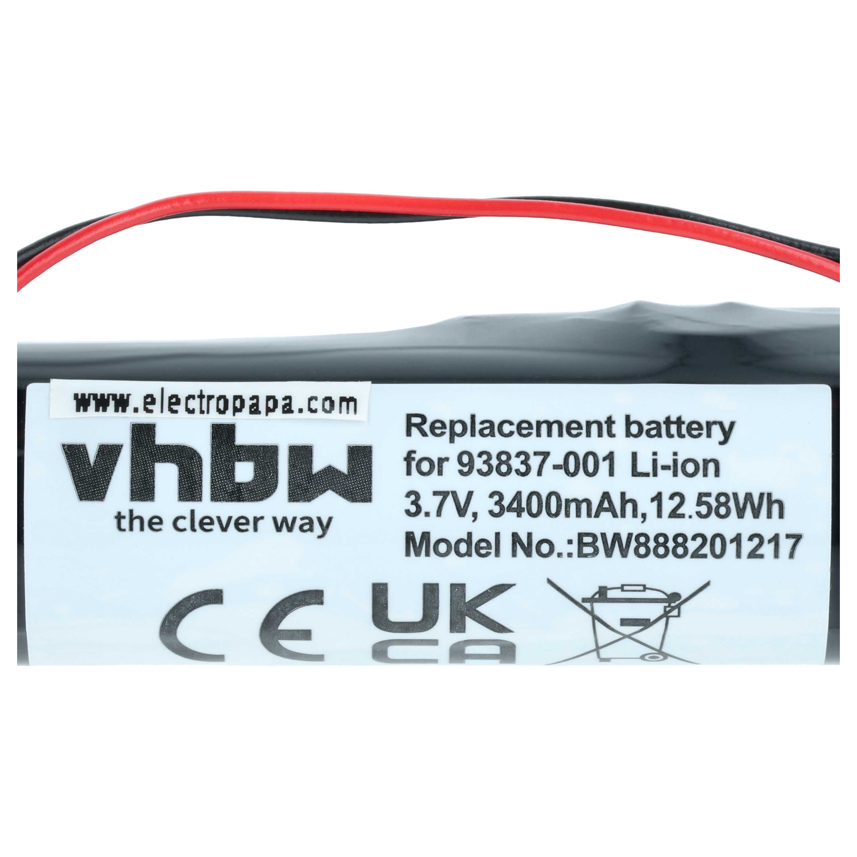Ersatzakku 3,7V, 3400mAh, 12,58Wh. Modell BW888201217.