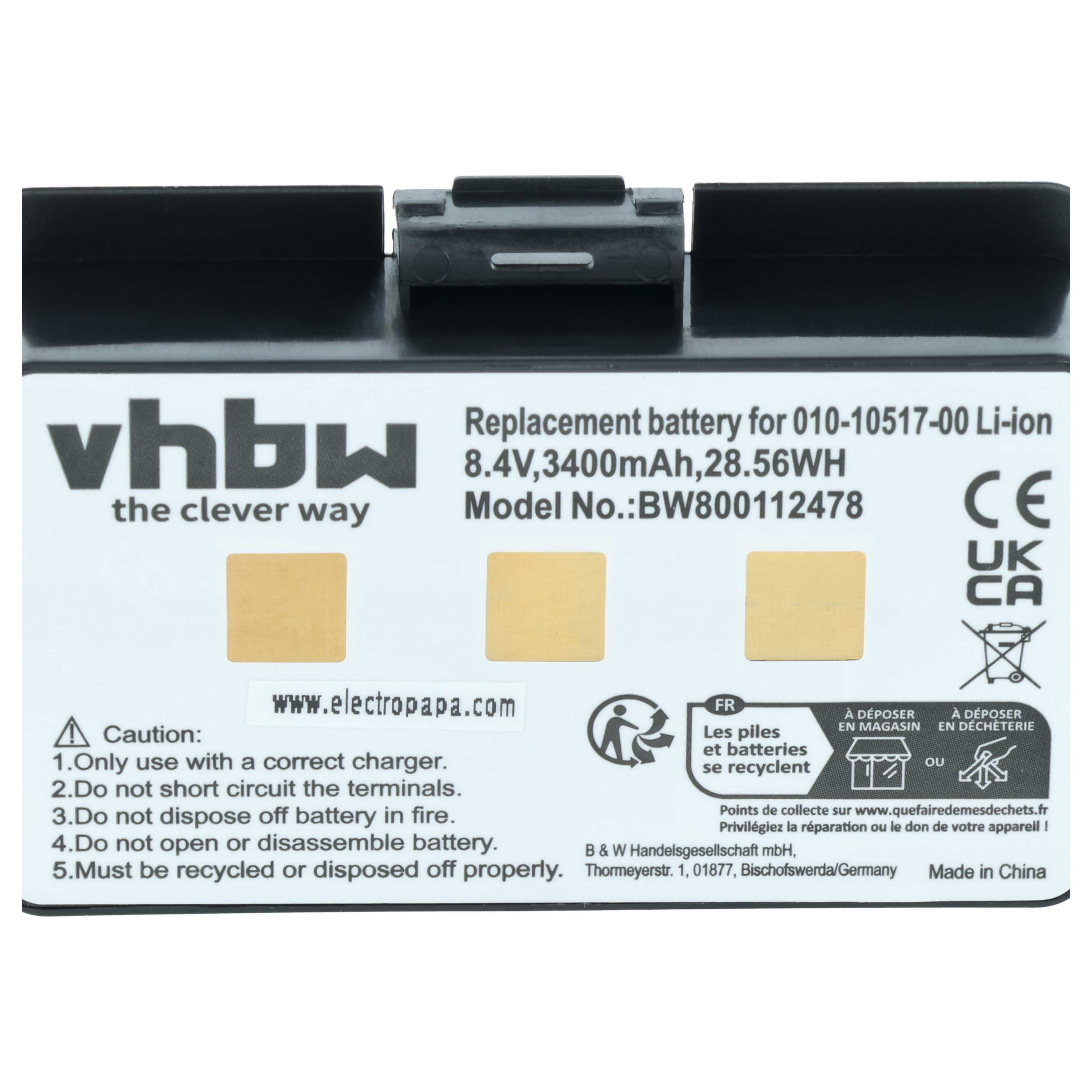 Ersatzakku vhbw 8,4V, 3400mAh, 28,56WH, Modell BW800112478. Made in China.