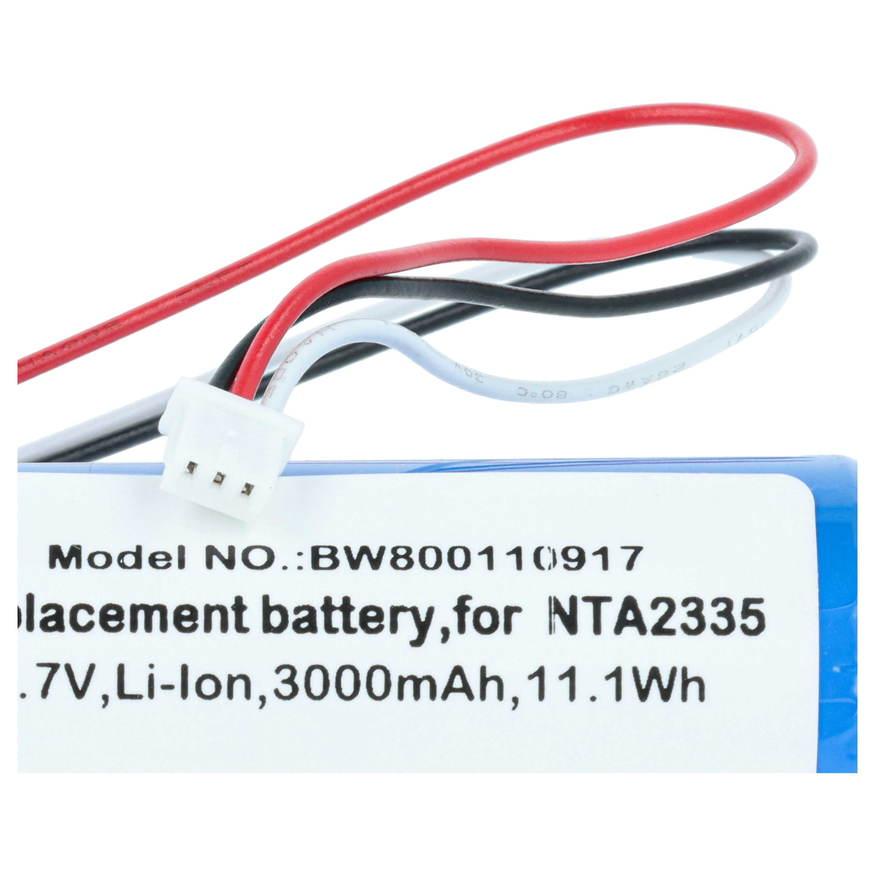 Ein Ersatzakku für NTA2335 mit 3,7V, 3000mAh, 11.1Wh und Kabeln.