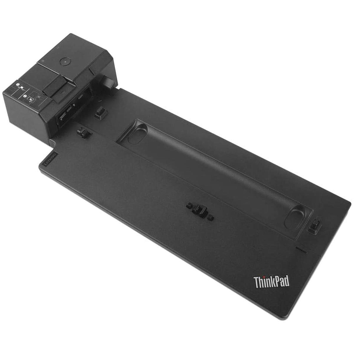 Stazione di docking nera Lenovo ThinkPad con porte e logo ThinkPad.