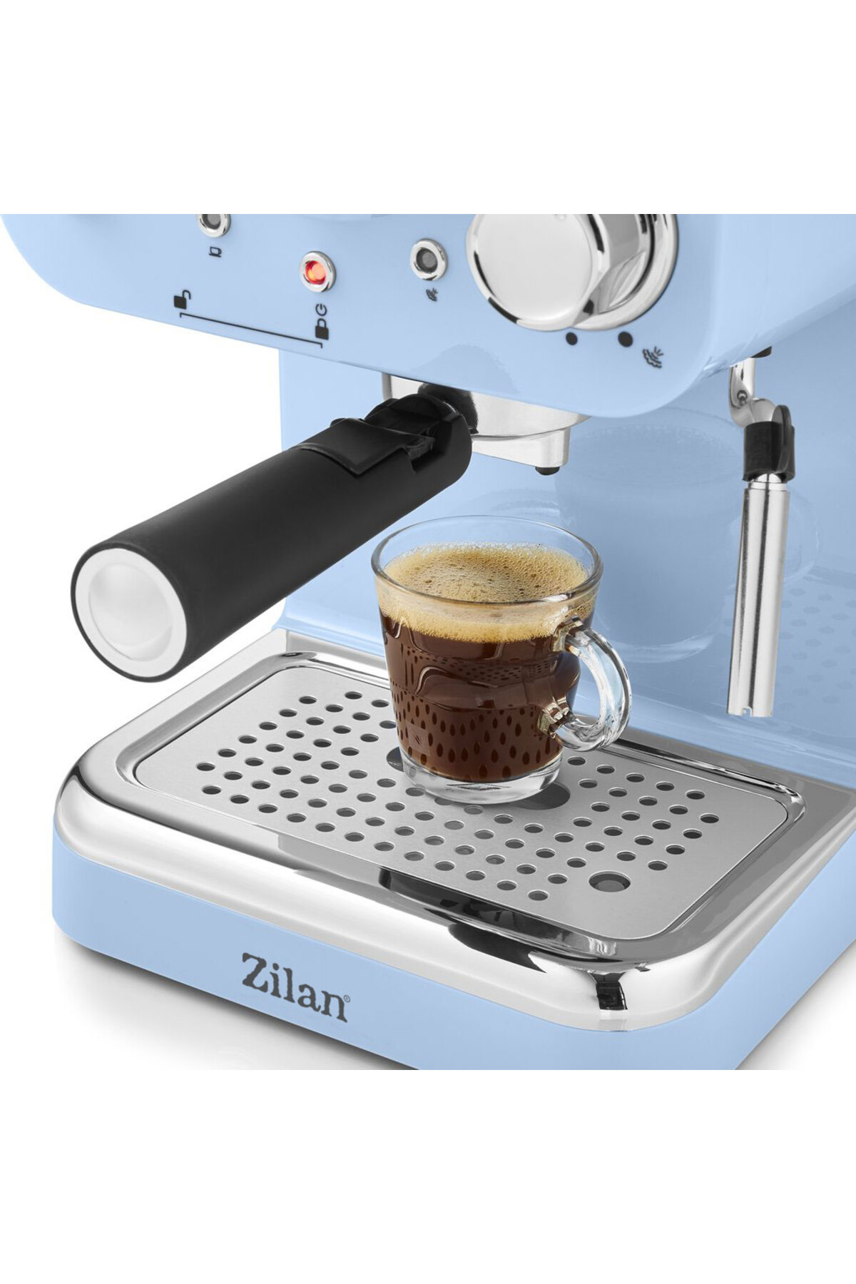 ZILAN ZLN2861 Retro 15 Bar 1100 W Süt Köpürtücülü Manuel Espresso Makinesi Mavi