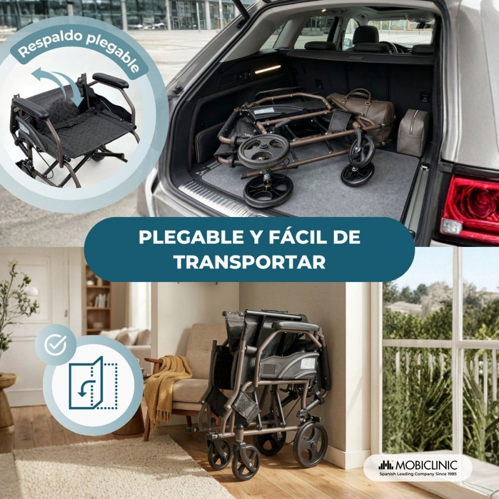 Una silla de ruedas plegable se carga en el maletero de un coche y está en casa.