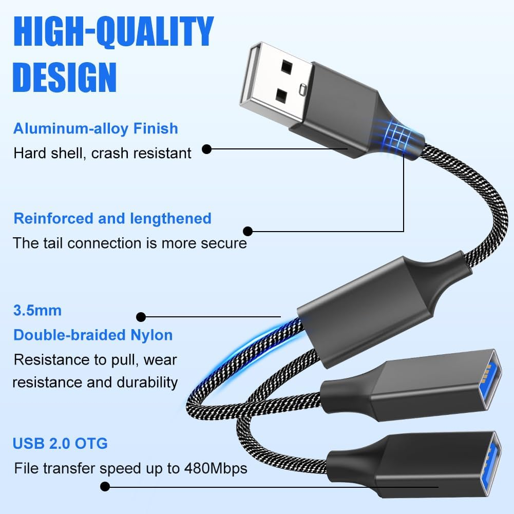 USB-Kabel mit Aluminiumlegierungs-Finish, verstärkter Nylonummantelung und OTG-Funktion.