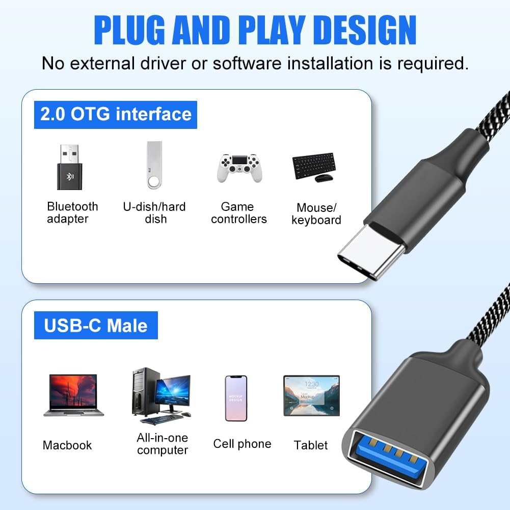 Abbildung von Geräten, die mit einem USB-C-Adapter kompatibel sind.