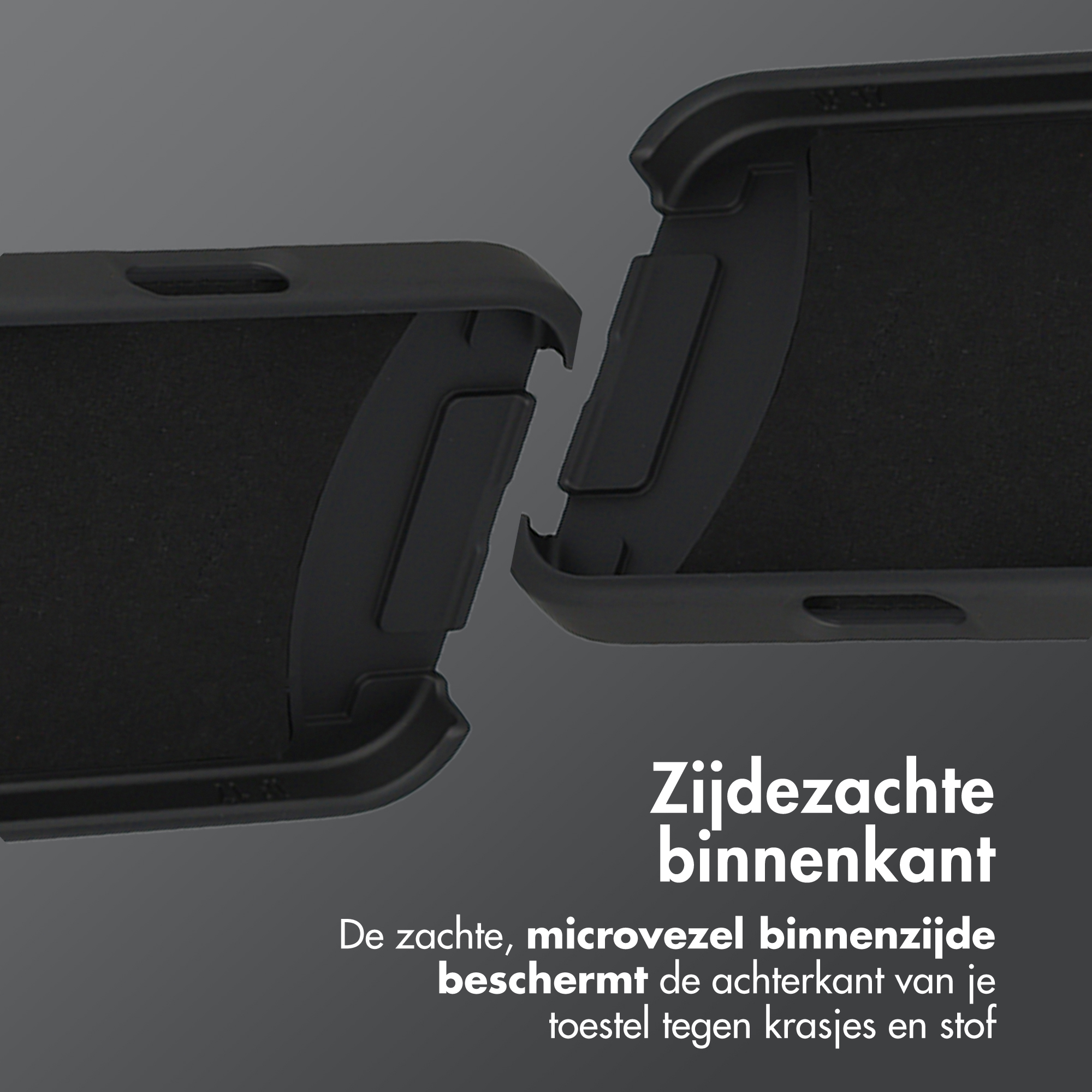 Coque de téléphone noire avec doublure intérieure douce anti-rayures.