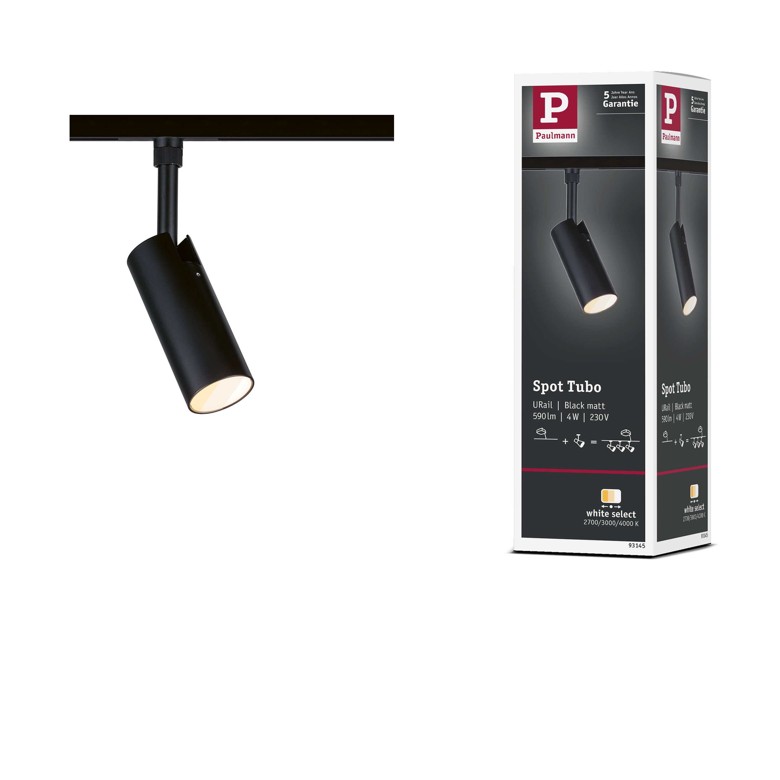 Czarny reflektor na szynie z opakowaniem. Gwarancja 5 lat.