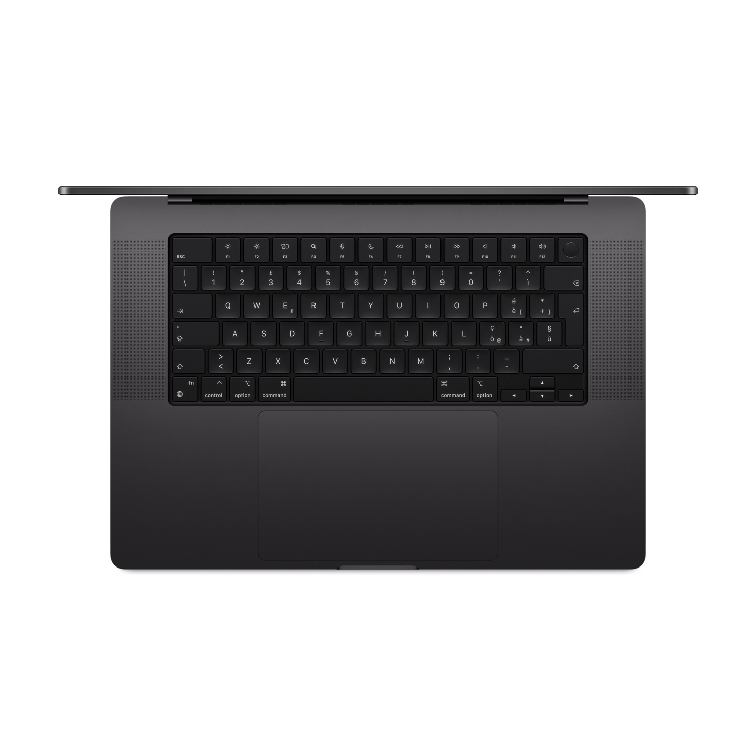 Zamknięty ciemny laptop pokazujący klawiaturę i gładzik.