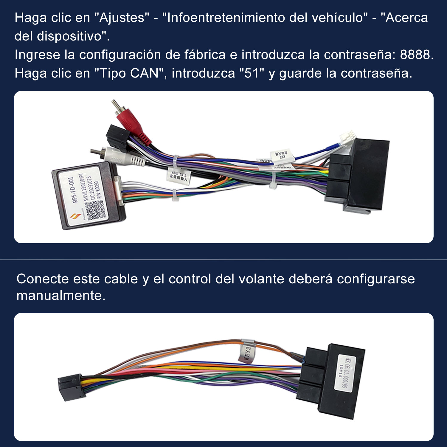 Un arnés de cableado con varios conectores y una pequeña caja negra.