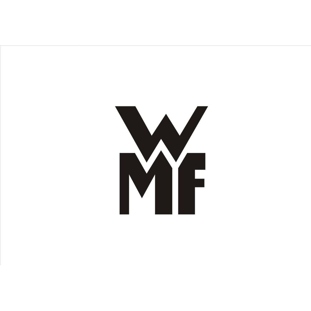 Logo WMF ze stylizowanym W nad MF na białym tle.