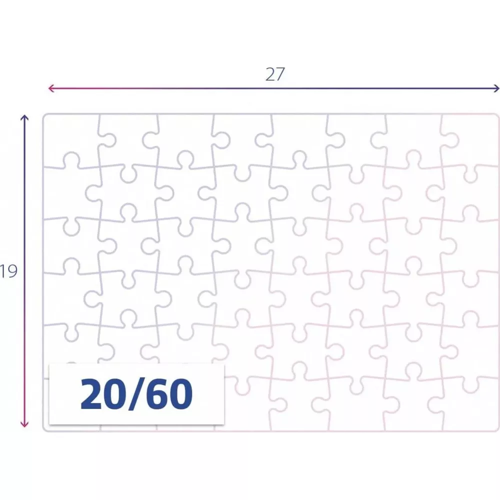 Niekompletne puzzle z nadrukiem 20/60.
