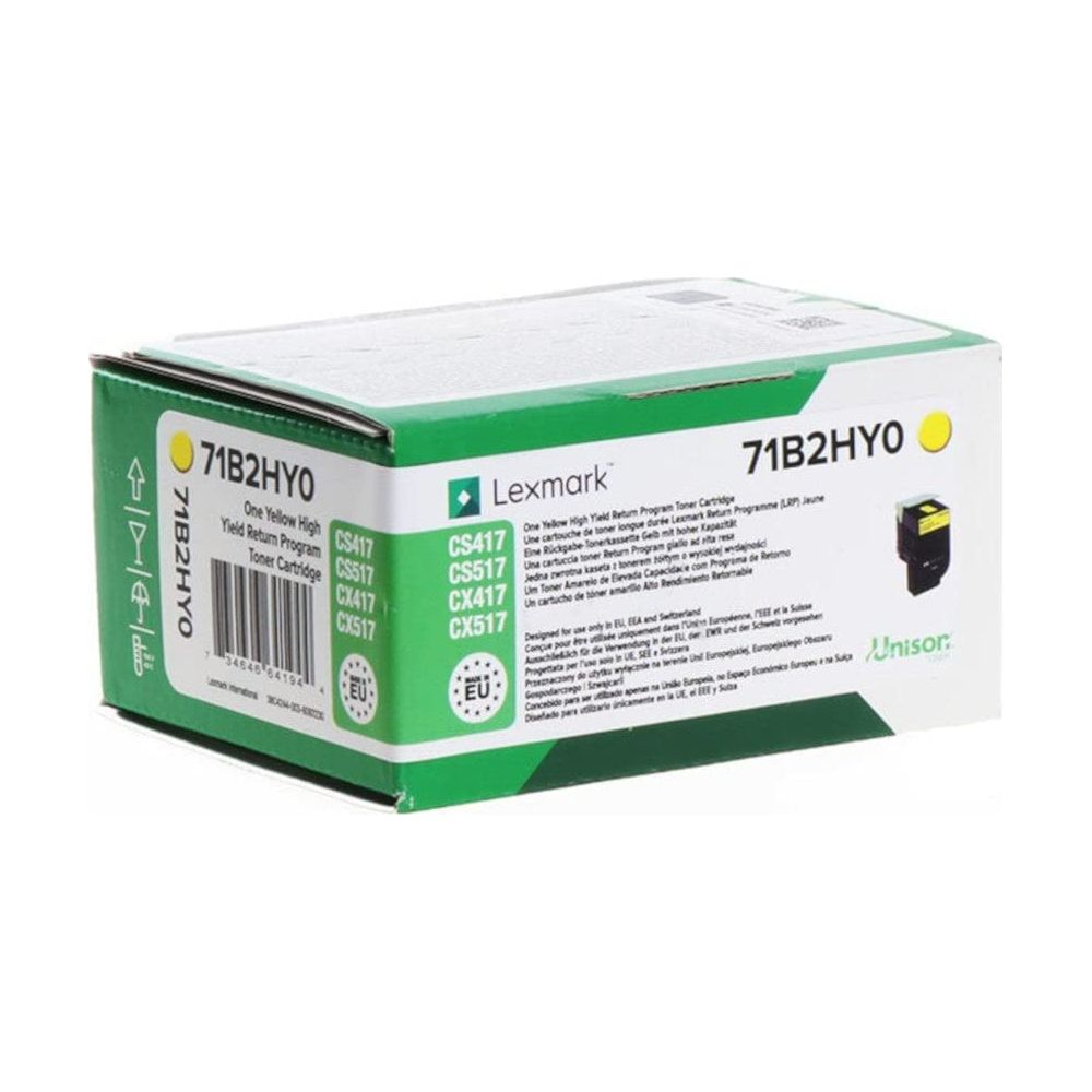 Cartucho de tóner amarillo Lexmark 71B2HYO para impresoras CS/CX.
