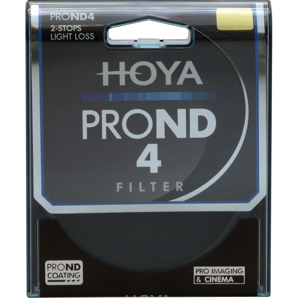 Emballage du filtre Hoya PROND 4 avec mention '2-Stops Light Loss'.