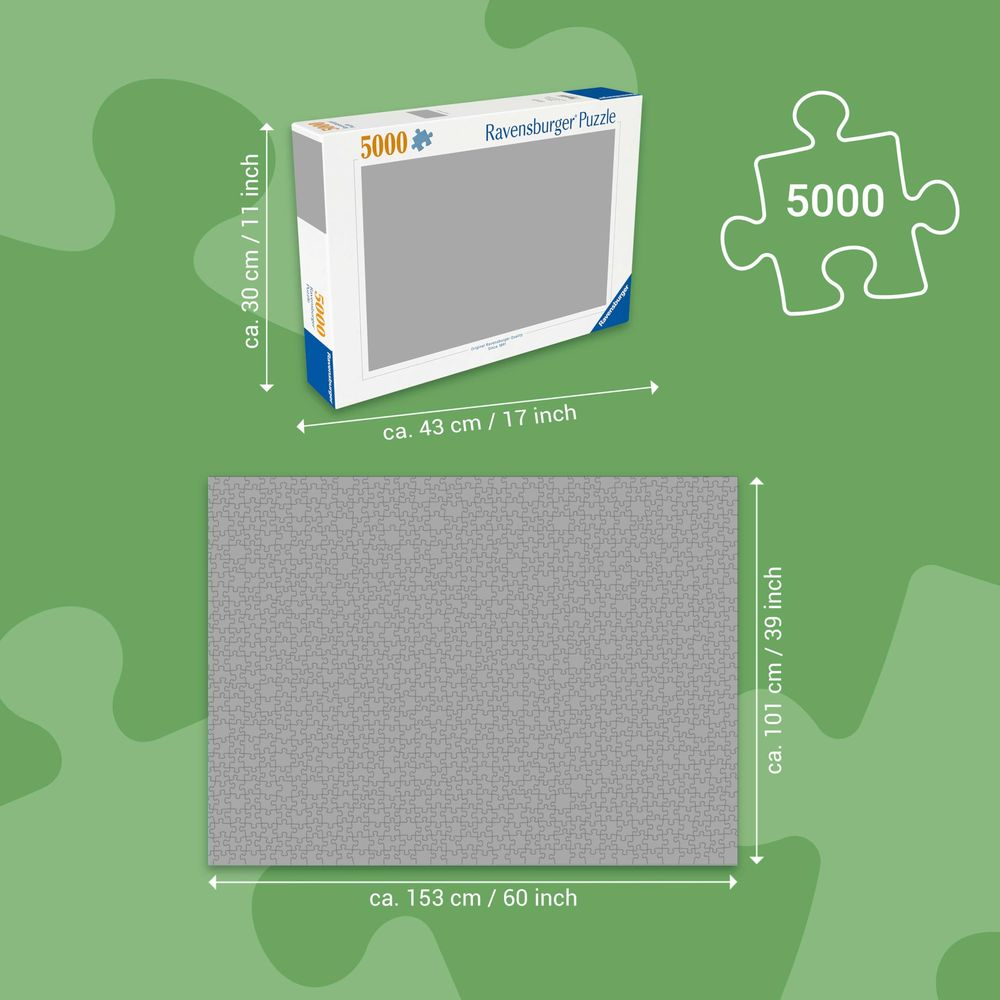 Ravensburger Puzzle mit 5000 Teilen. Maße: 43x30 cm (Box), 153x101 cm (Puzzle).