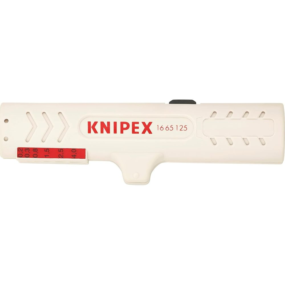 Un spelafili bianco con segni rossi e logo KNIPEX.