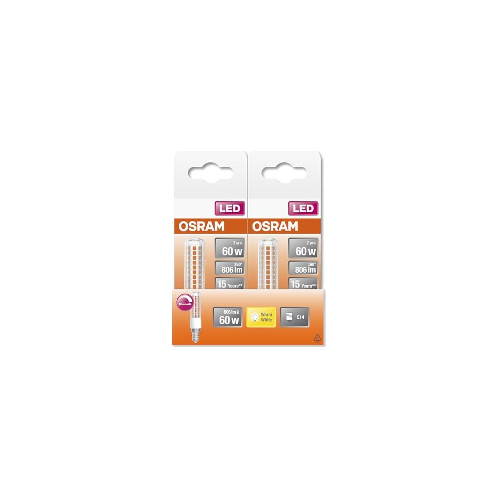 Deux paquets d'ampoules LED Osram, 7W, équivalent 60W, 806lm, 15 ans.