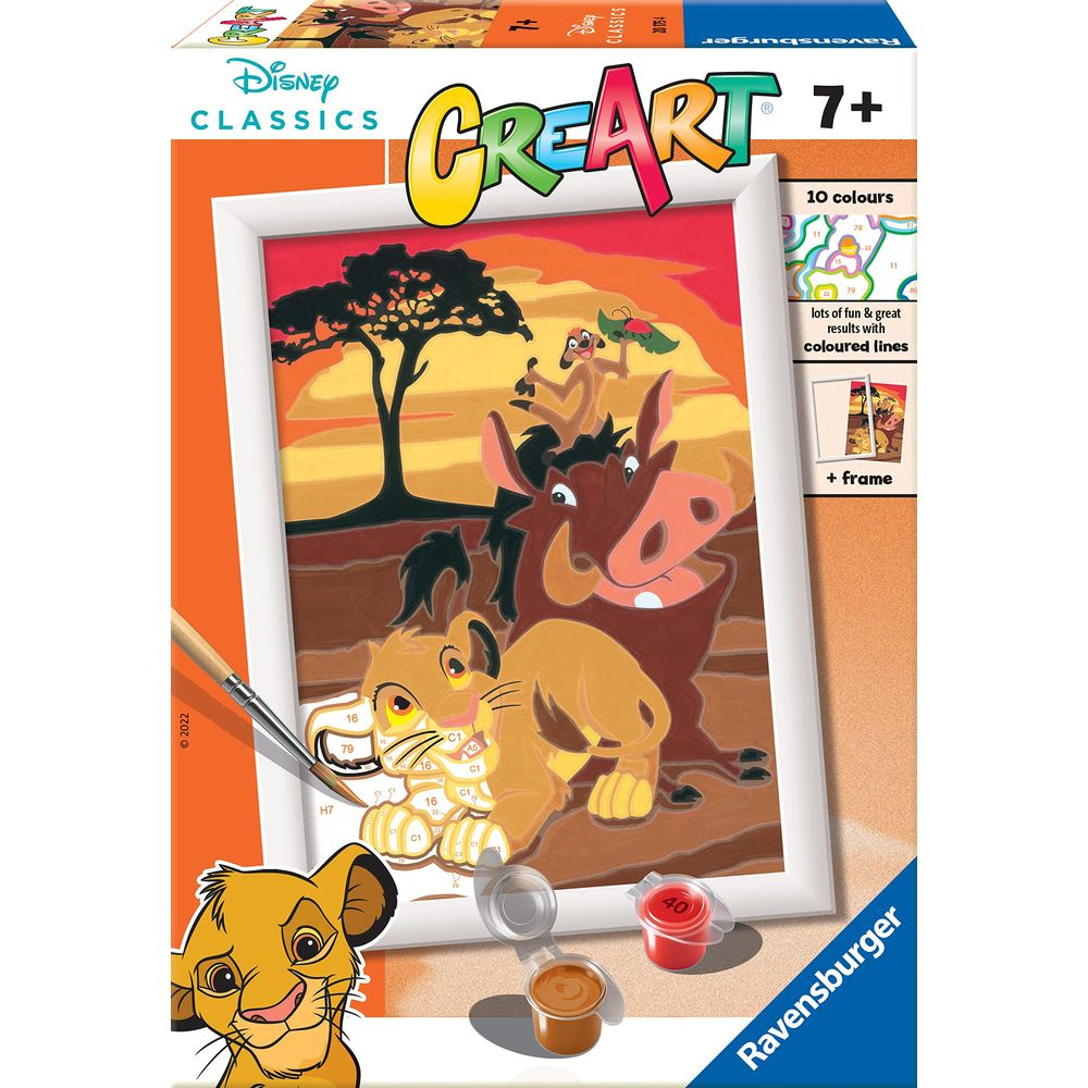 Kit Ravensburger da dipingere con Simba, Timon e Pumbaa de Il Re Leone.