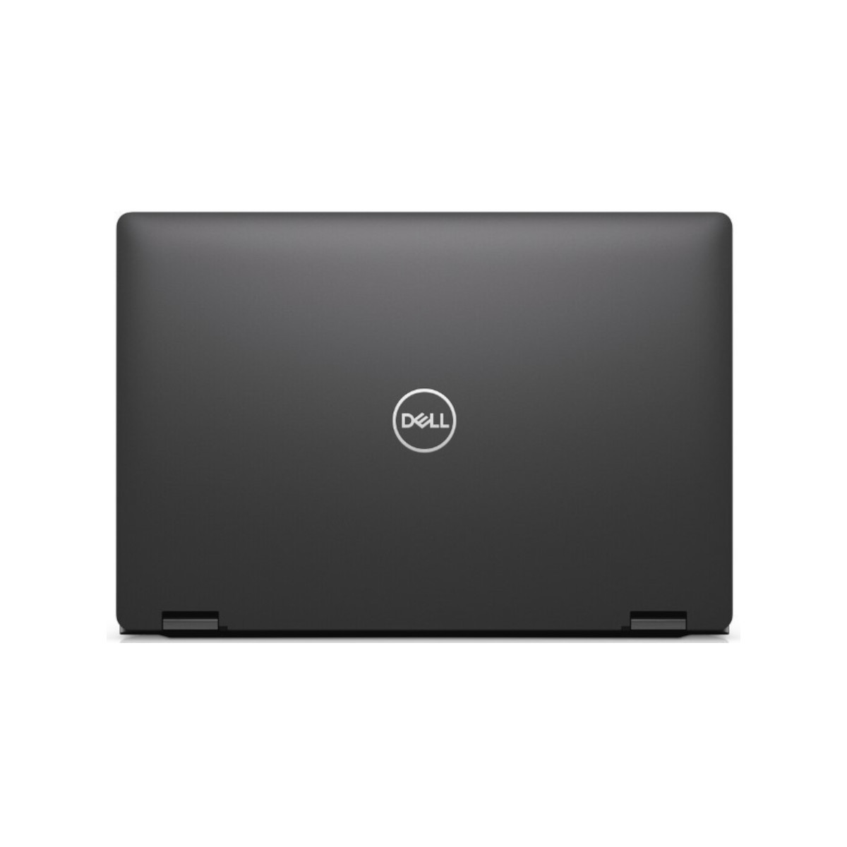Geschlossener schwarzer Dell Laptop mit silbernem Logo auf dem Deckel.