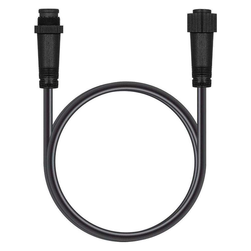 Schwarzes Kabel mit zwei Steckverbindern, U-förmig gebogen.