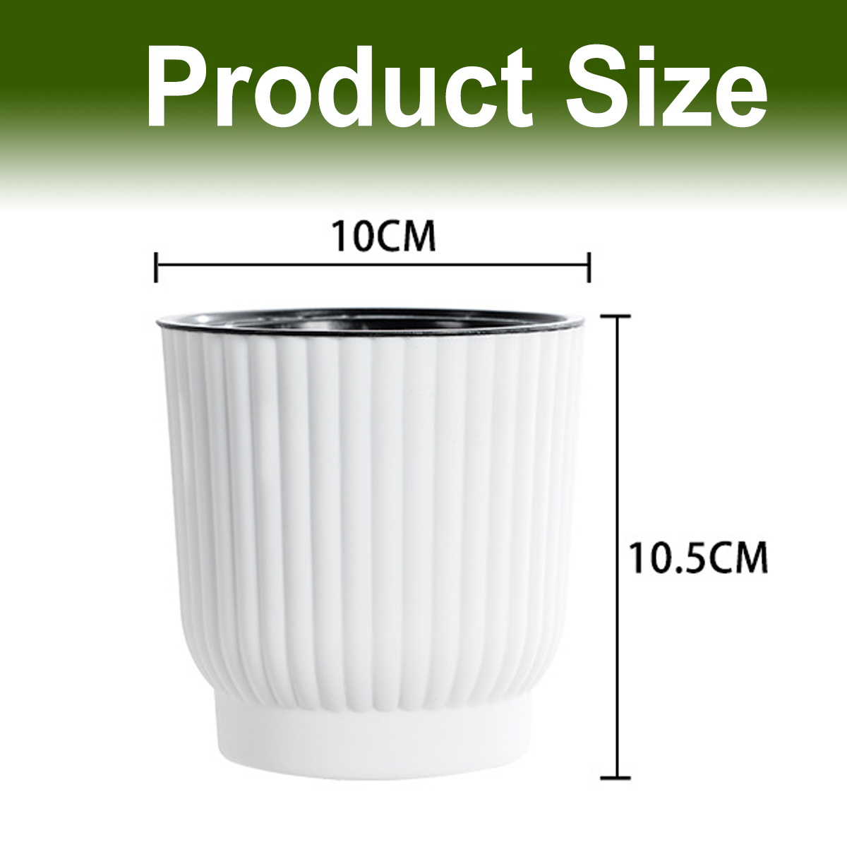 Weiße gerippte Topfgröße: 10cm Breite, 10.5cm Höhe.