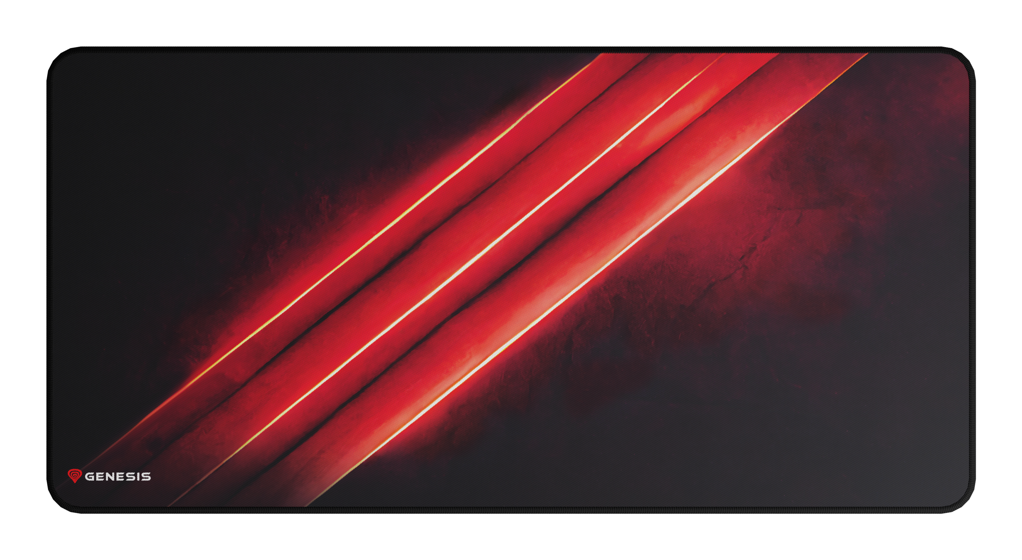 Czarna podkładka pod mysz z czerwonymi pasmami i logo Genesis.