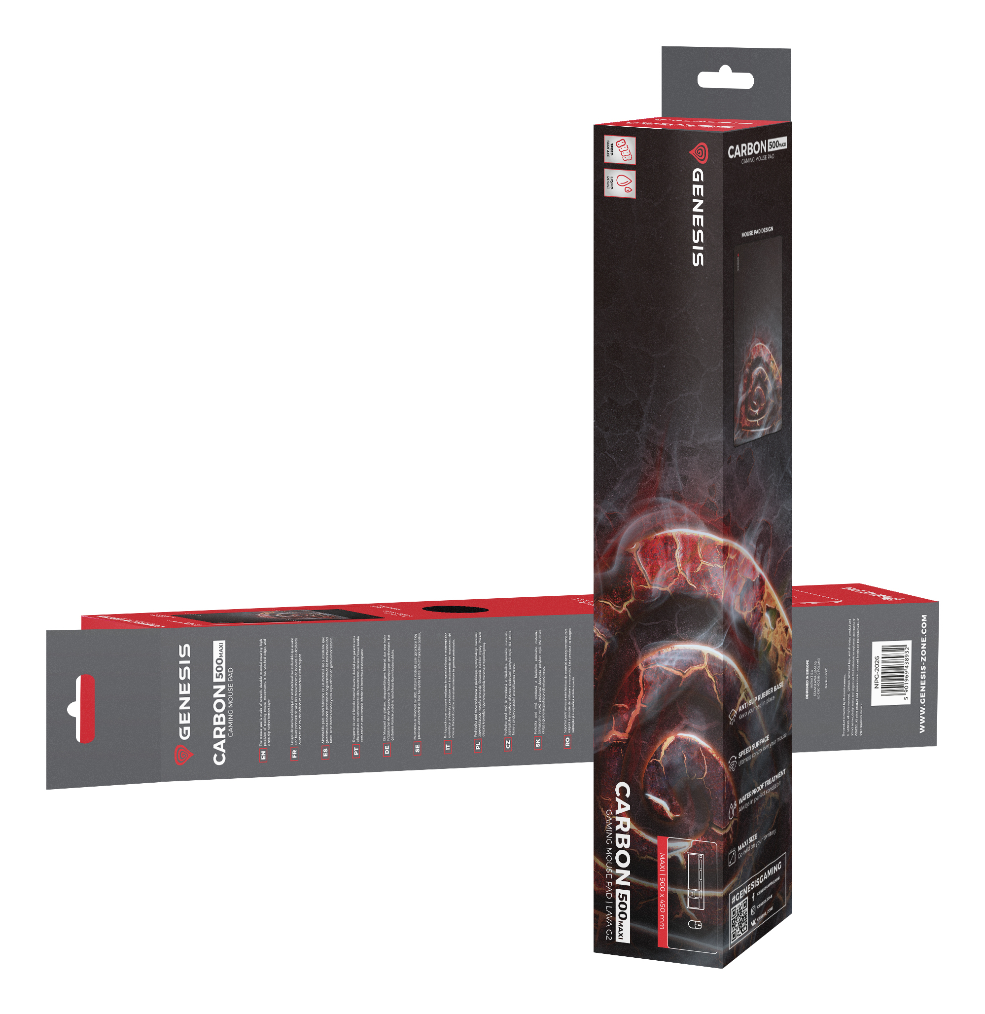 Opakowanie podkładki pod mysz Genesis Carbon 500 Maxi z motywem Lava G2.