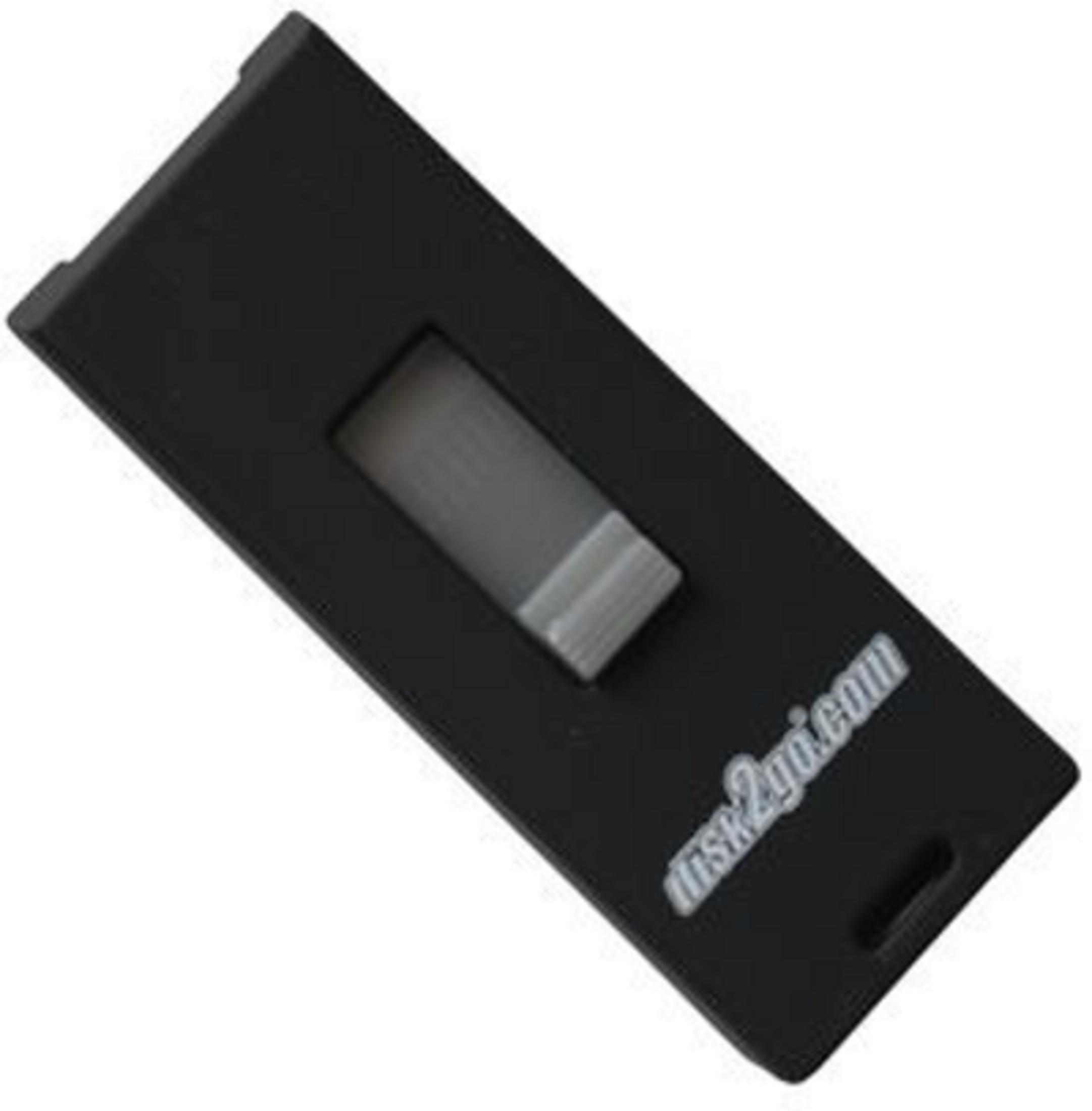 Clé USB noire avec curseur et texte disk2go.com.