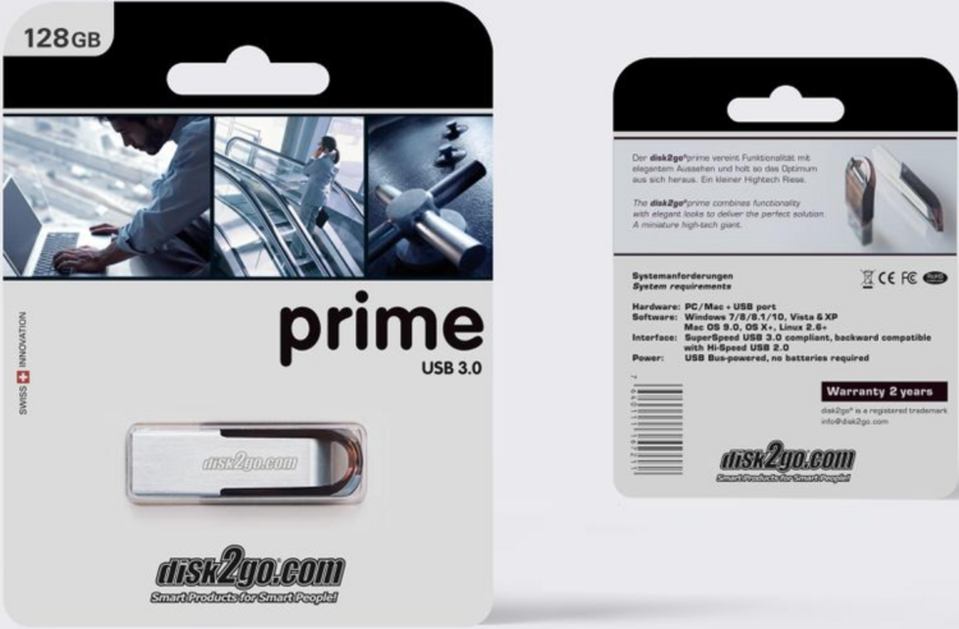 Clé USB 3.0 de 128 Go par disk2go.com, avec images produit et spécifications.
