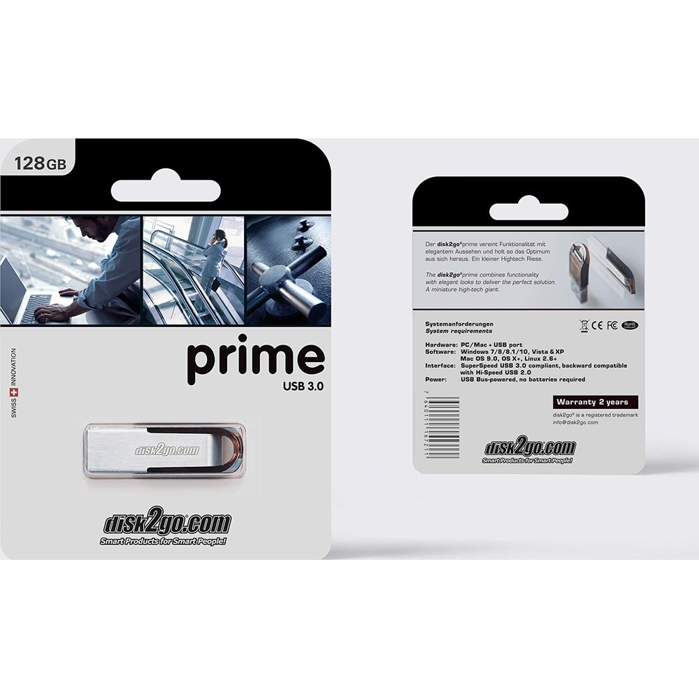 Clé USB 3.0 128 Go de disk2go.com avec description du produit.