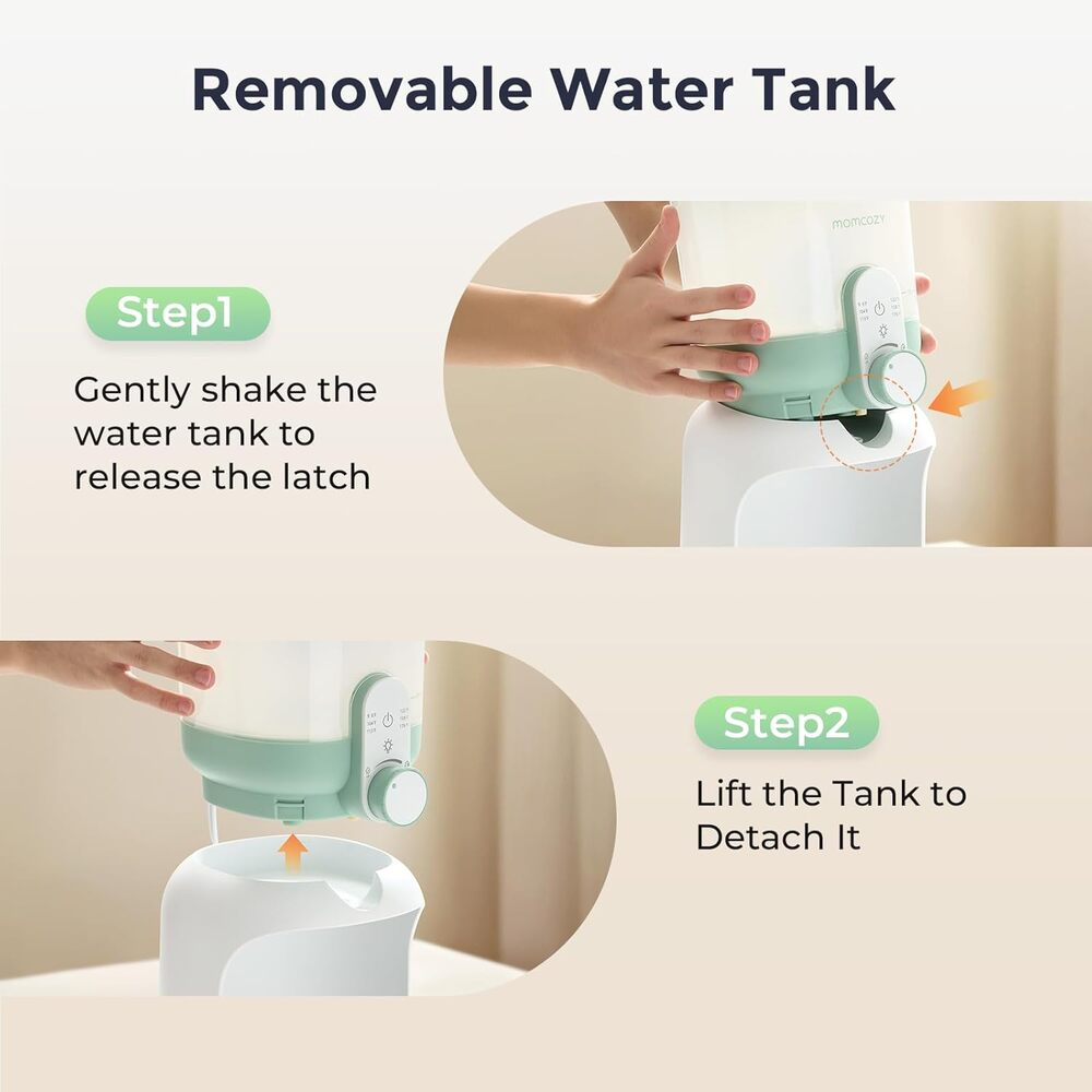 Une image étape par étape montre comment détacher le réservoir d'eau.
