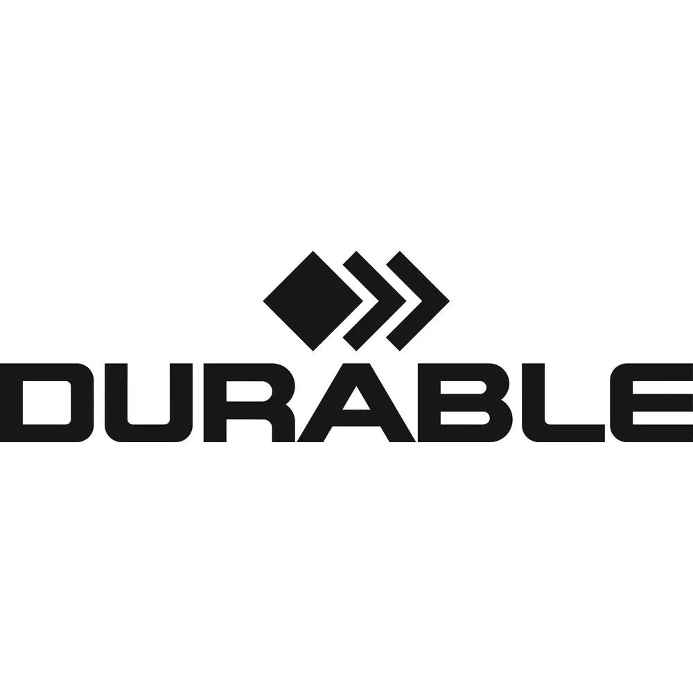 Czarno-białe logo z napisem DURABLE i symbolem strzałki.