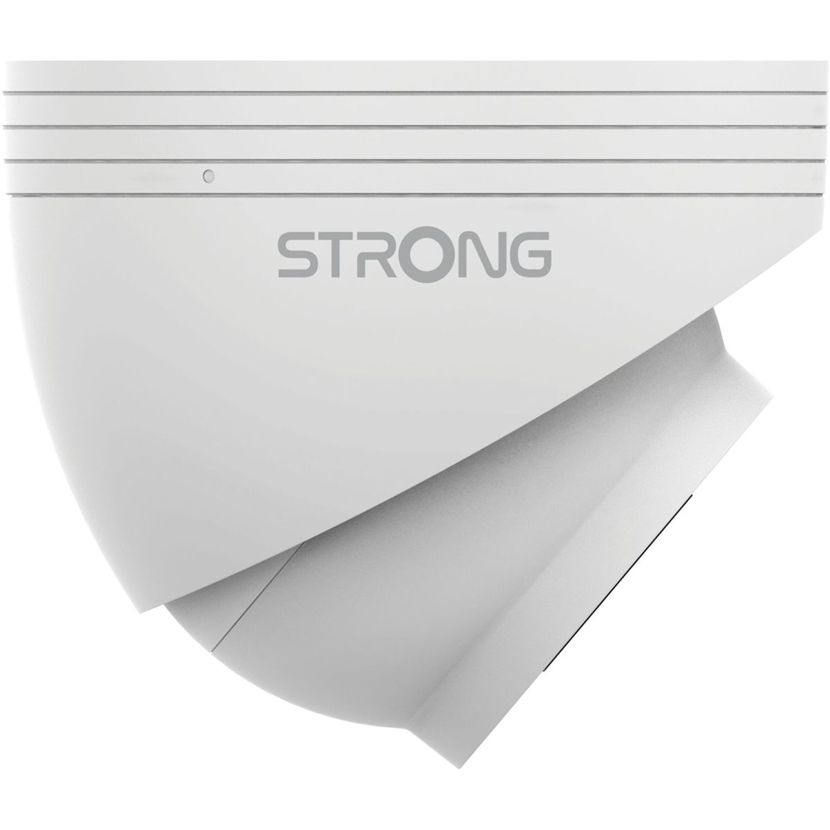 Eine weiße Überwachungskamera mit dem Markennamen STRONG.