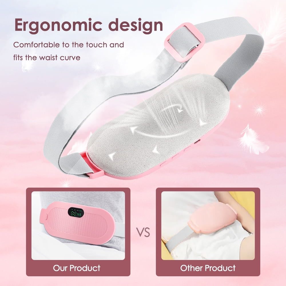 Ergonomisches Design Heizkissen mit Gürtel, Vergleich mit anderem Produkt.