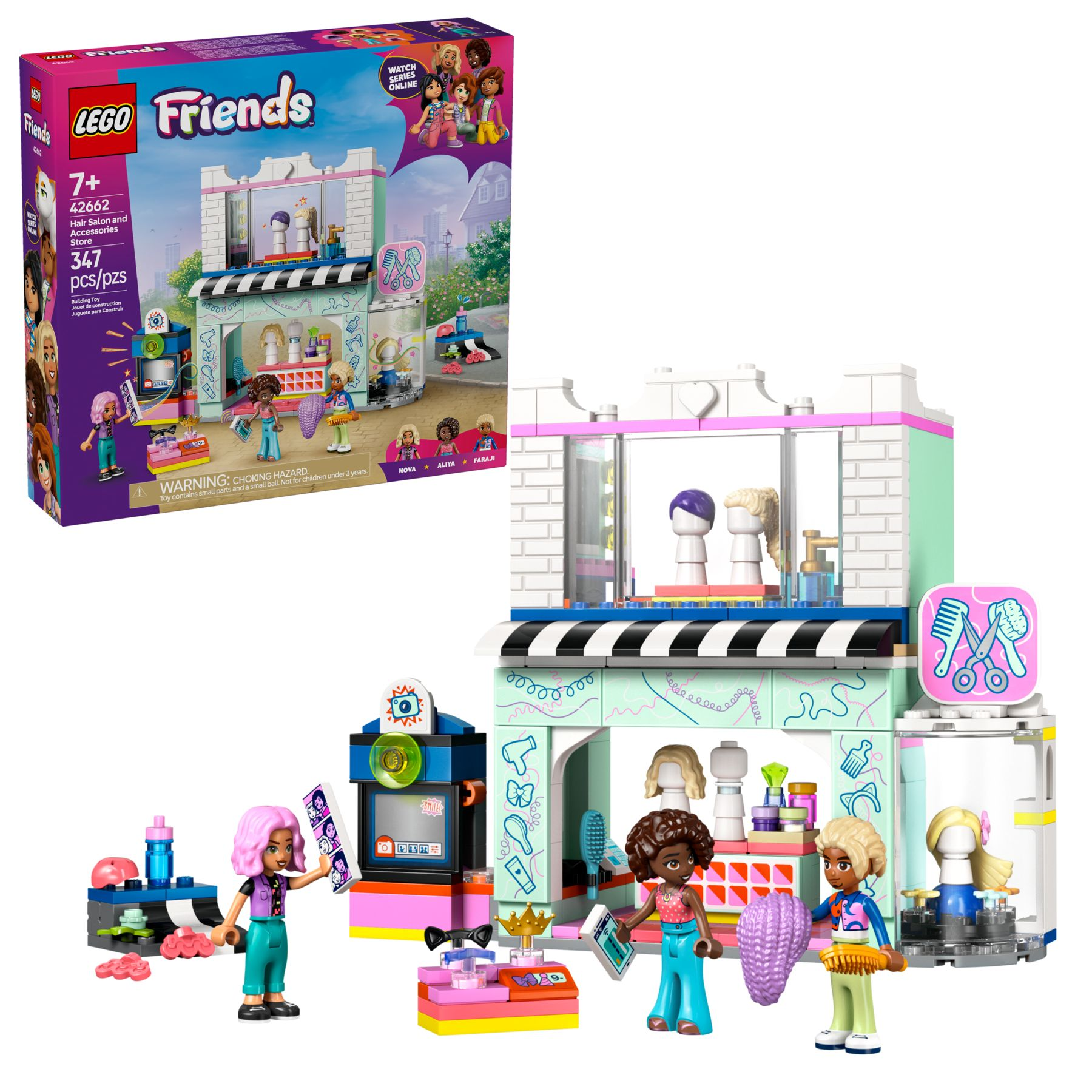 LEGO Friends Friseursalon mit Figuren und Zubehör, Spielzeug im Karton.