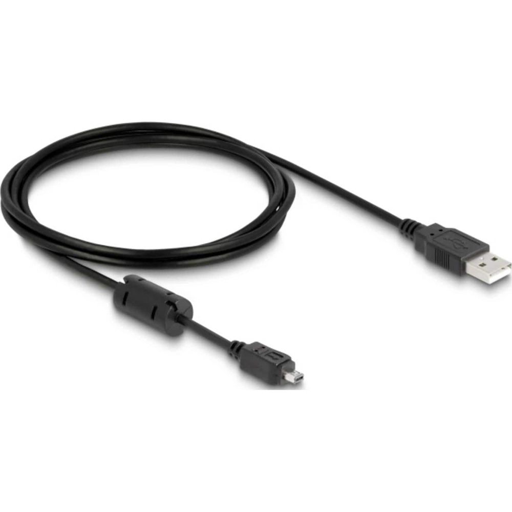 Zwarte USB-kabel met standaard A-stekker en micro-USB-stekker.