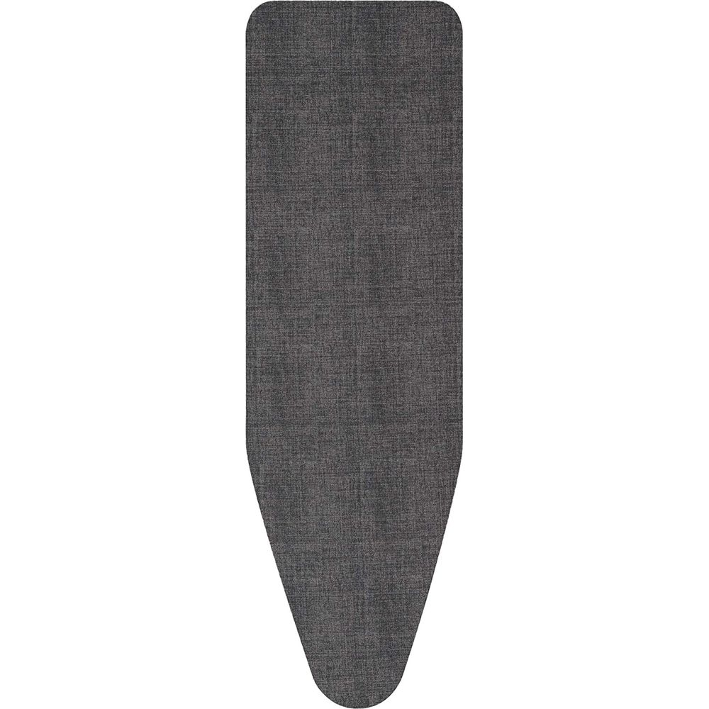 Housse de planche à repasser gris foncé, coins supérieurs arrondis et forme fuselée.