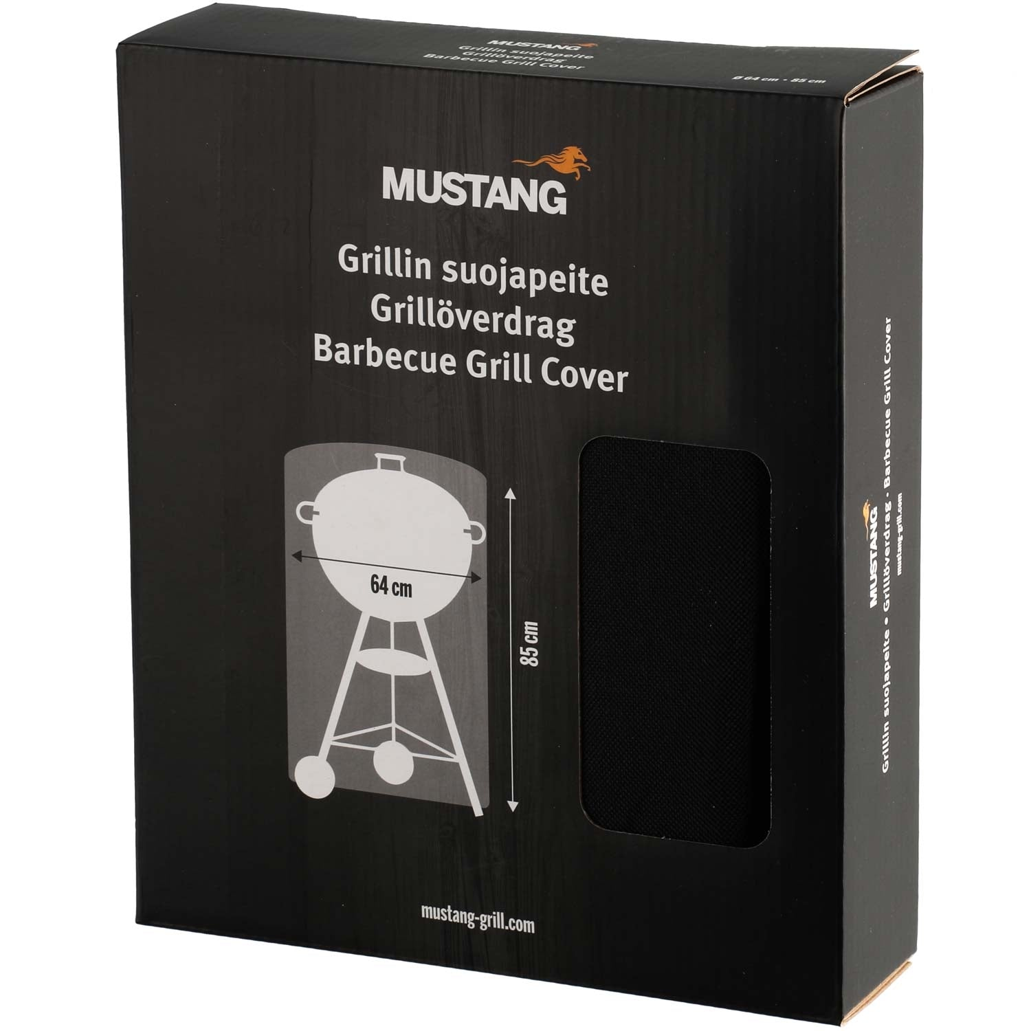 Packaging for a Mustang barbecue grill cover, 64x85 cm.