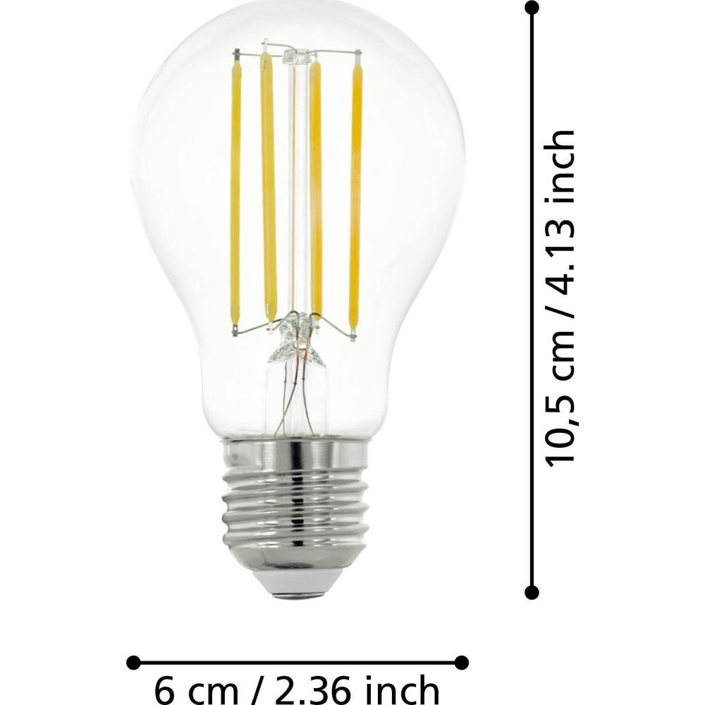 Une ampoule transparente avec quatre filaments jaunes et une base métallique.