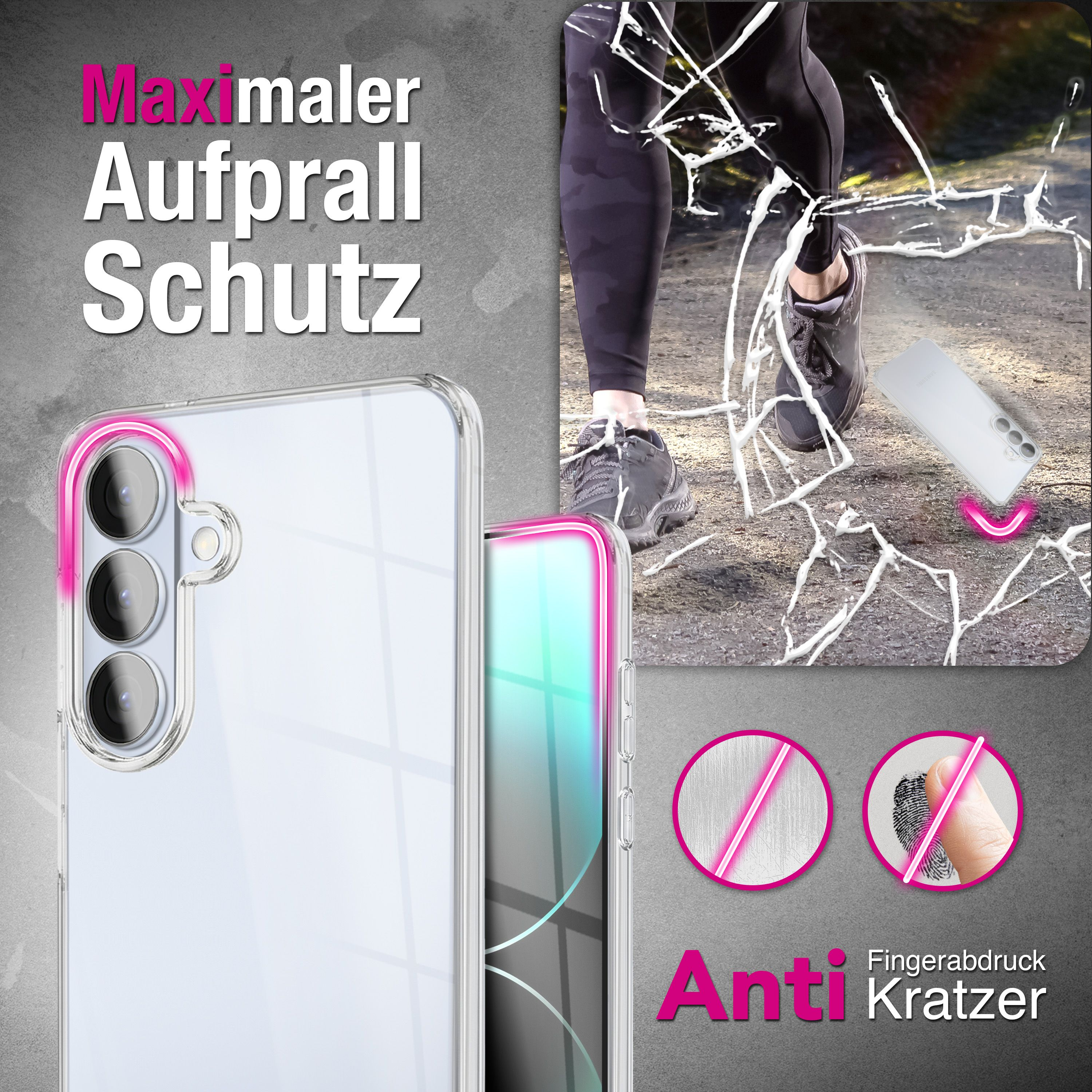 Klarer Handyhülle zeigt maximalen Aufprallschutz, Anti Fingerabdruck/Kratzer.