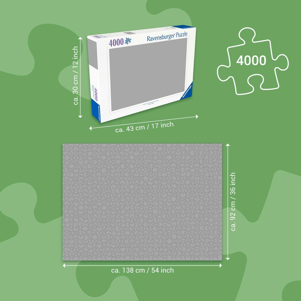 Ravensburger 4000-delige puzzel: Doos 43x30cm, puzzel 138x92cm.