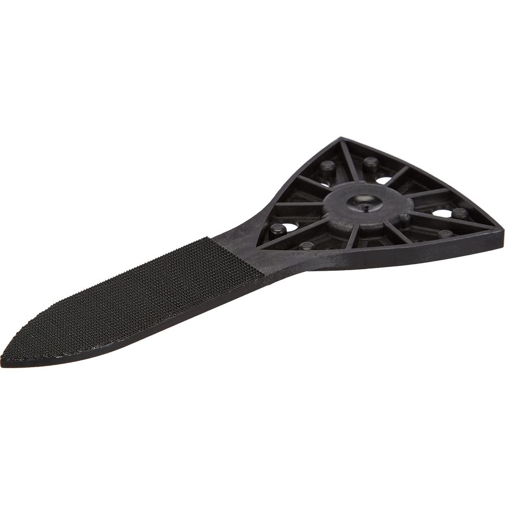 Accessoire de ponçage noir à tête triangulaire et extrémité pointue.