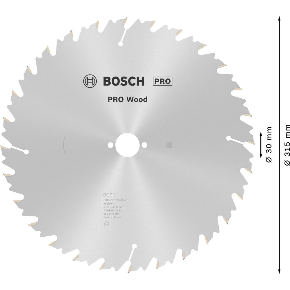 Kreissägeblatt von Bosch Pro Wood, Ø 315 mm, Bohrung Ø 30 mm.