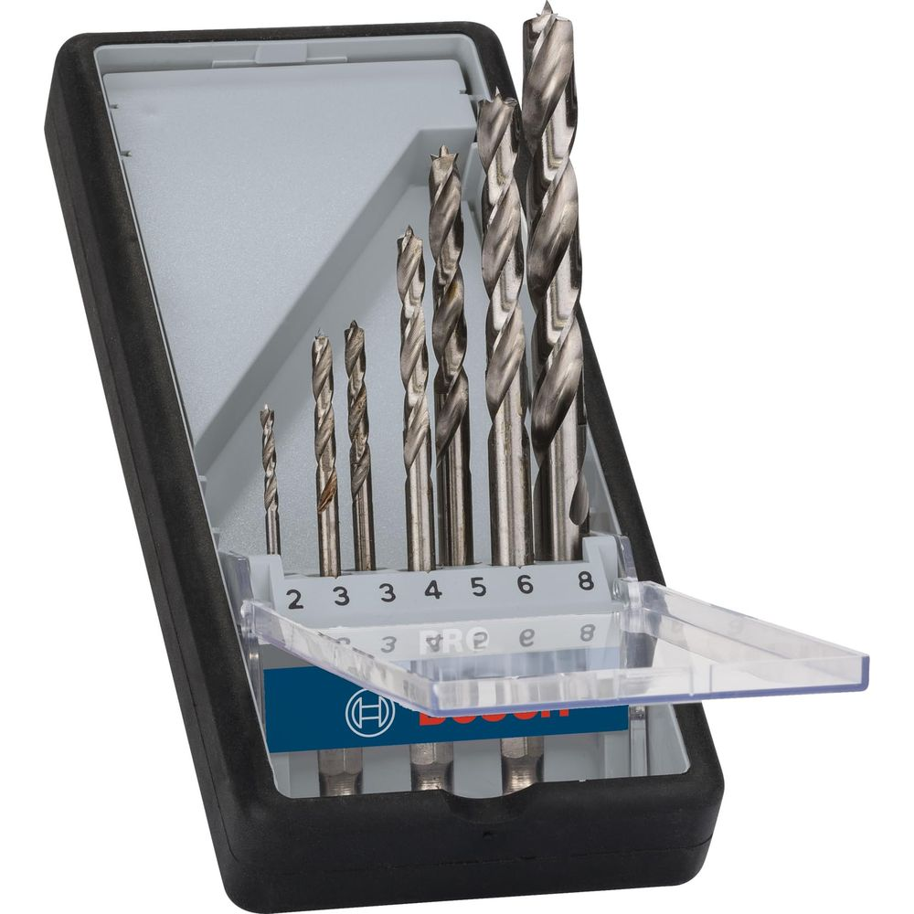 Zestaw wierteł do metalu w czarnym etui z logo Bosch.