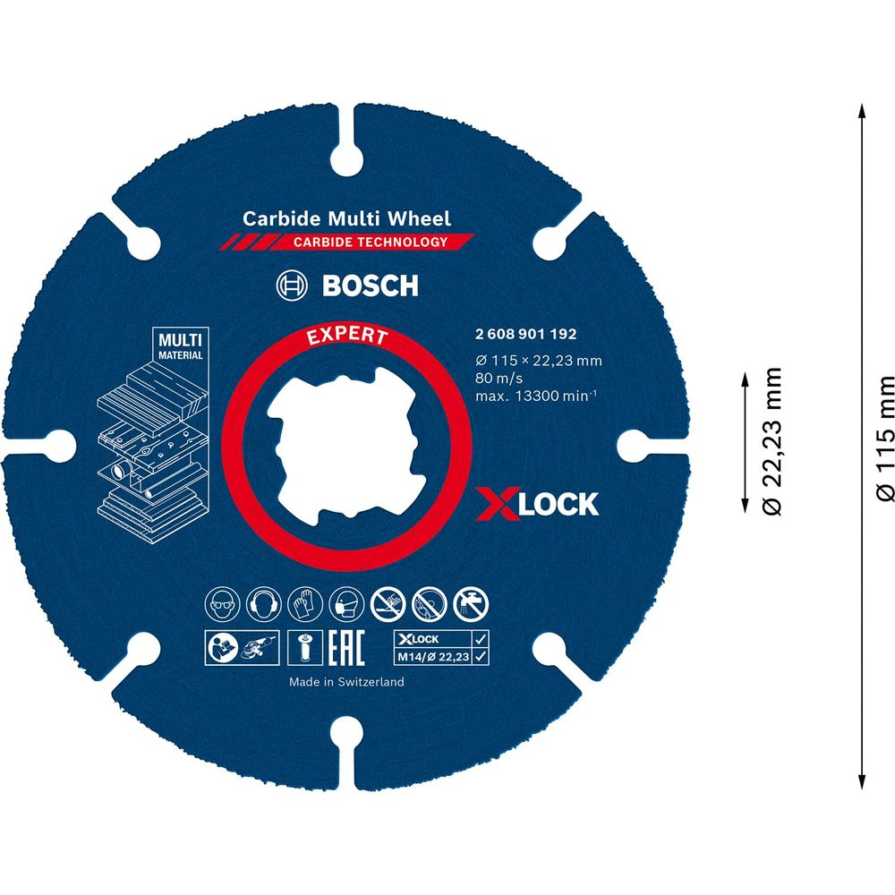 Bosch Carbide Multi Wheel Expert für Multimaterialien, 115mm Durchmesser.
