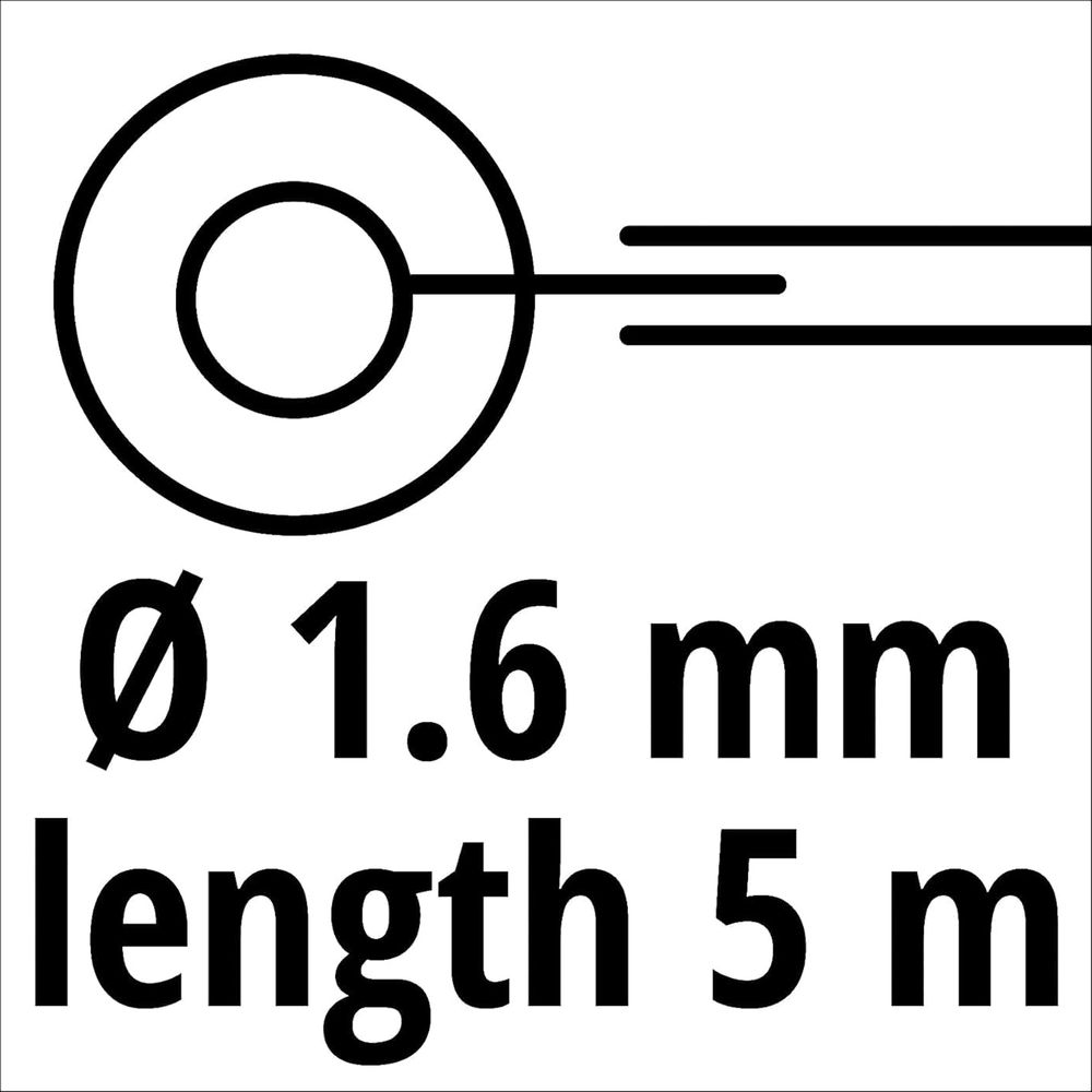 Symbool voor diameter 1,6 mm, lengte 5 m.