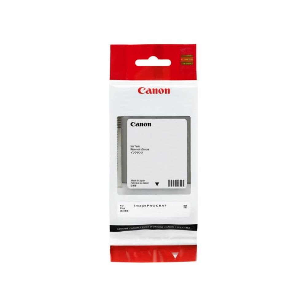 Verpakking van een Canon-inkttank voor ImagePROGRAF-printers.