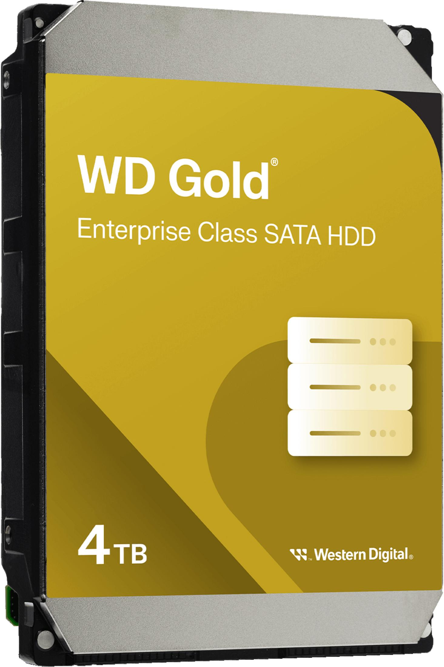 WD Gold Enterprise HDD da 4TB con icona server e logo Western Digital.