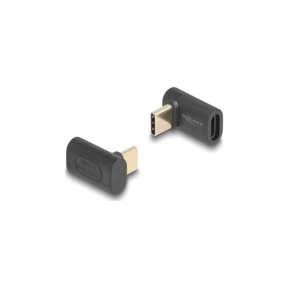 Due adattatori USB-C neri su sfondo bianco.