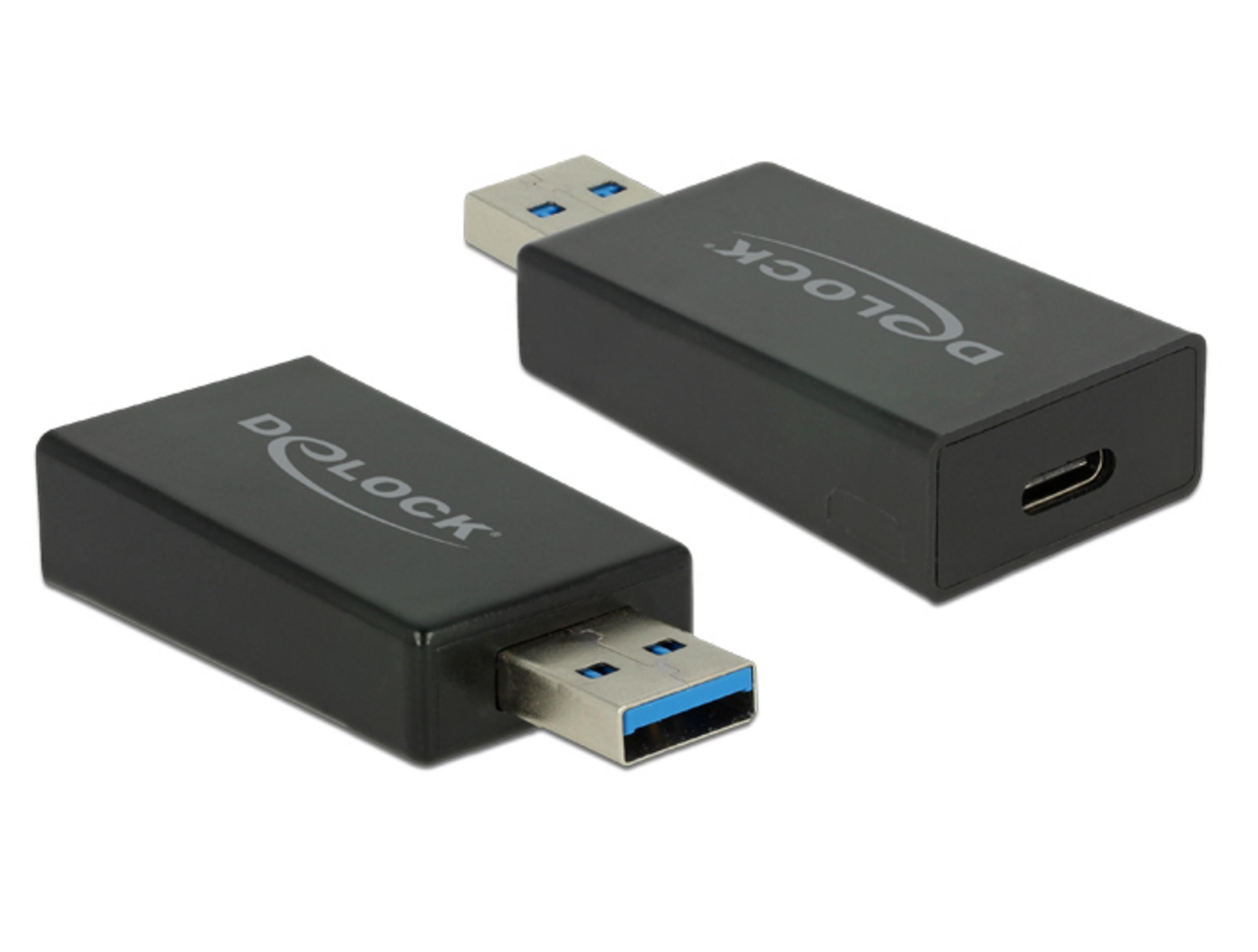 Dwa czarne adaptery USB z niebieskim złączem i srebrną obudową.